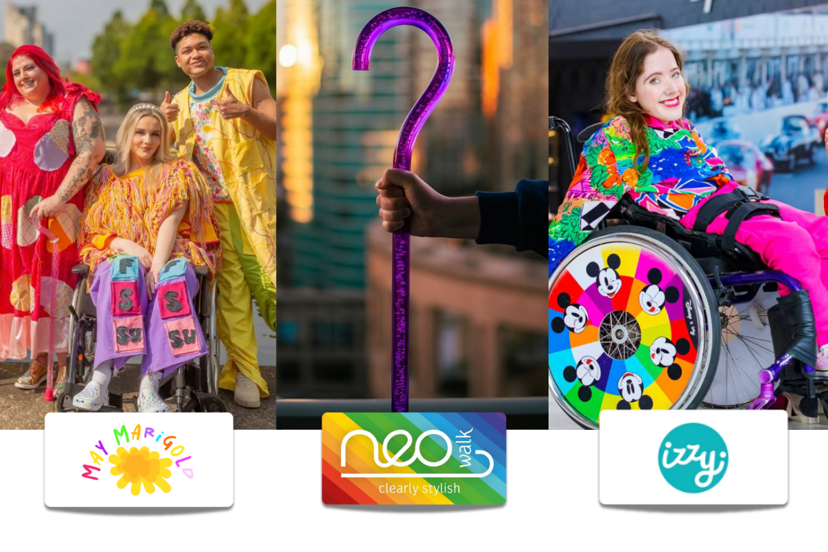 A colourful collection of the brands May Marigold, Neo Walk and Izzy Wheels